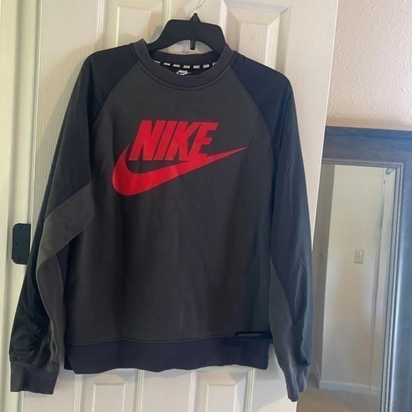 NIKE Gray & Red Fleece Pullover Sweatshirt - Picture 4 of 12